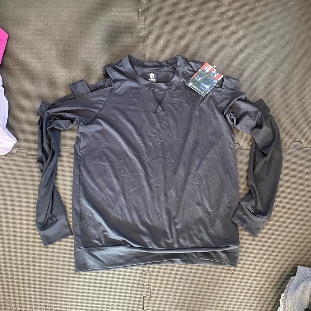 BP black open arm long sleeve top, M NWT